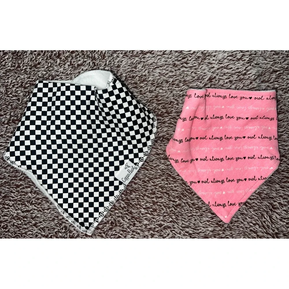 Copper Pearl Petite l'Amour Baby Burp Cloths Bandana Bibs 4 Pc Lot